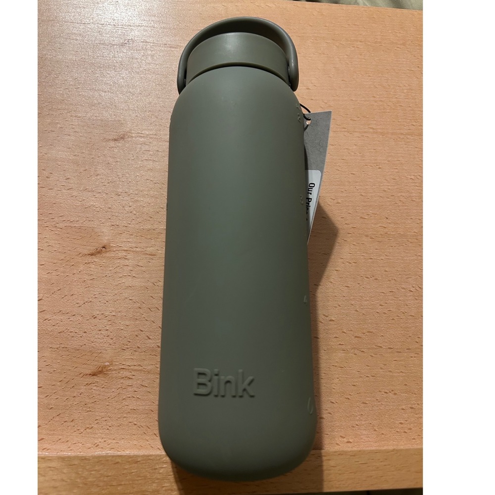 Bink Day Bottle 21oz Borosilicate Glass Water Bottle Camo Green Silicone Sleeve
